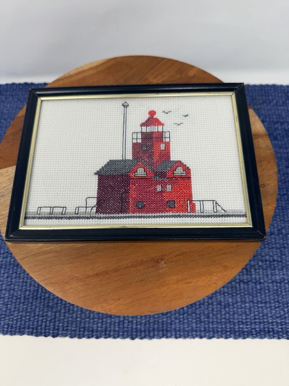 Framed Lighthouse Cross Stitch 7x5